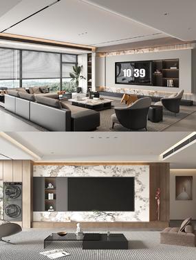 极简客厅横厅设计极简高级感